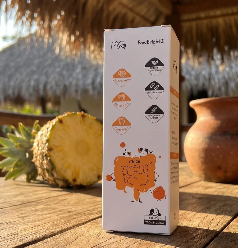 PawBright Bromelain+ next to a fresh Costa Rican pineapple