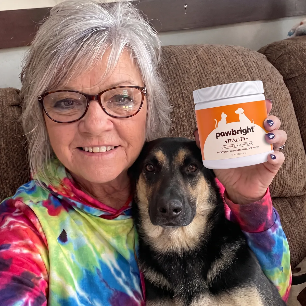 Alyssa with Bruno and the Vitality+ tub